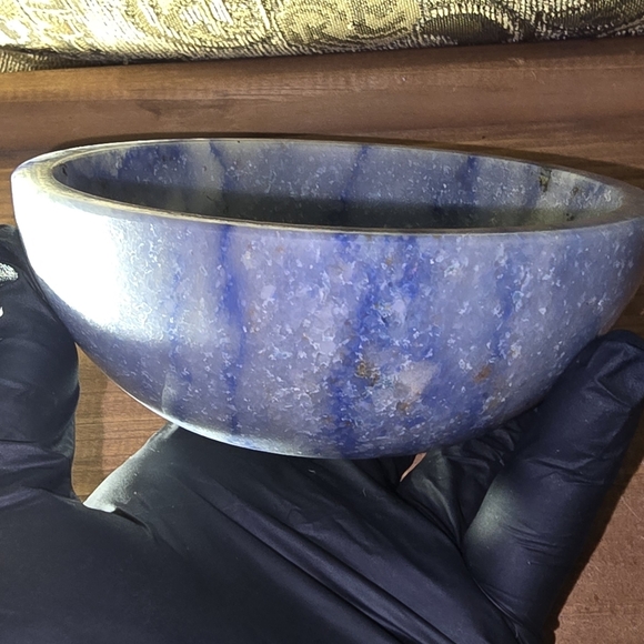Brazilian Azul Maucaubas Quartzite Crystal Stone Bowl BowlBlue Beauty